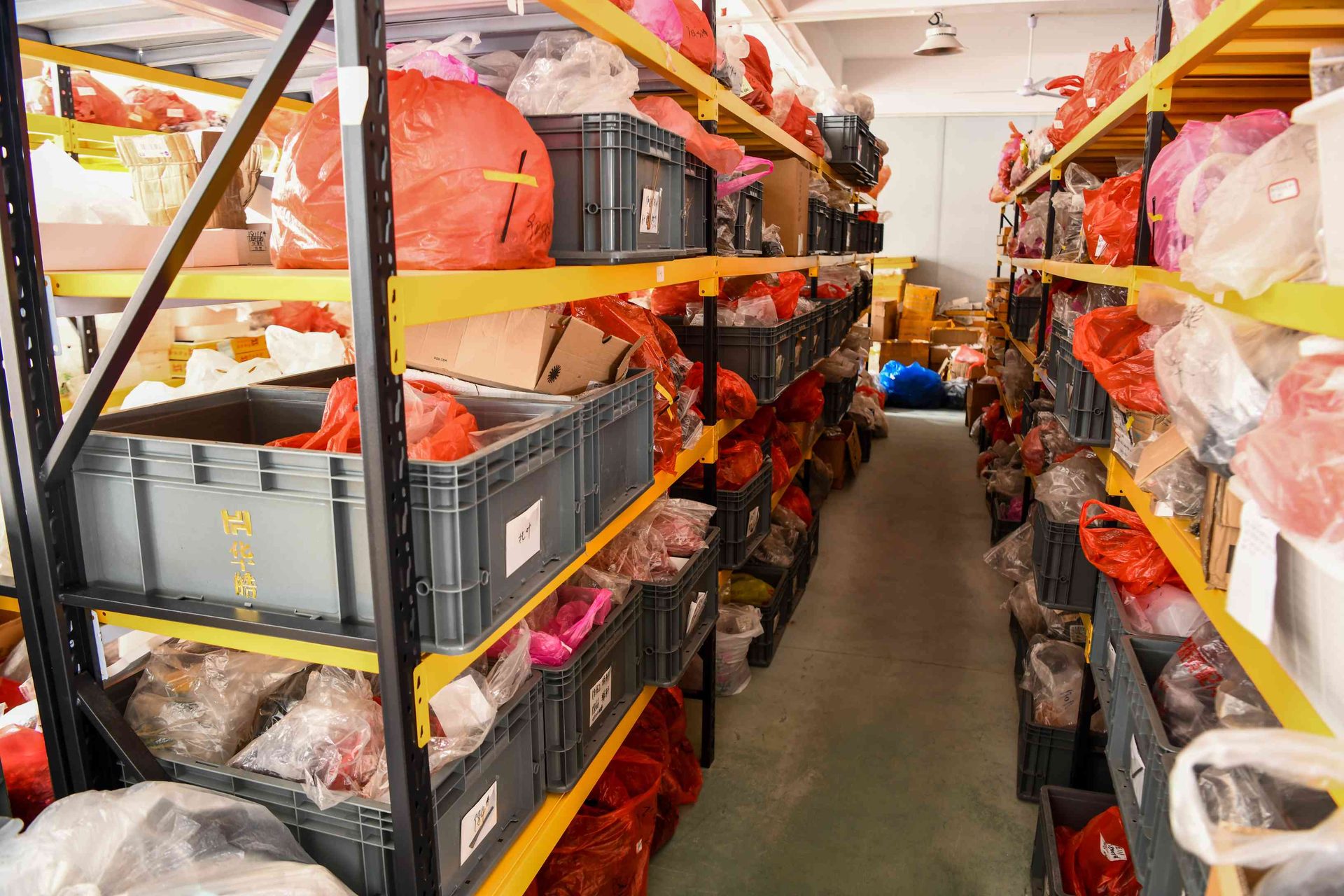 Premium eyewear raw materials warehouse with extensive inventory at HAO Eyewear