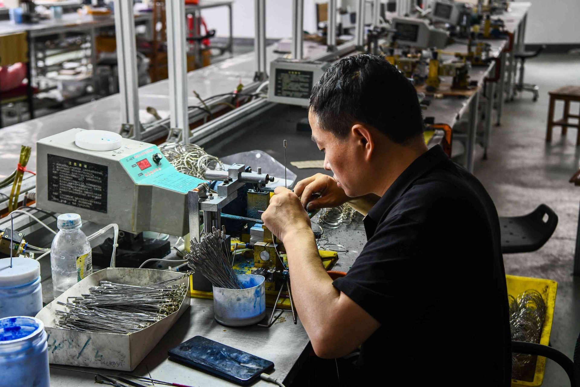Metal eyewear welding operation with an extensive production line at HAO Eyewear