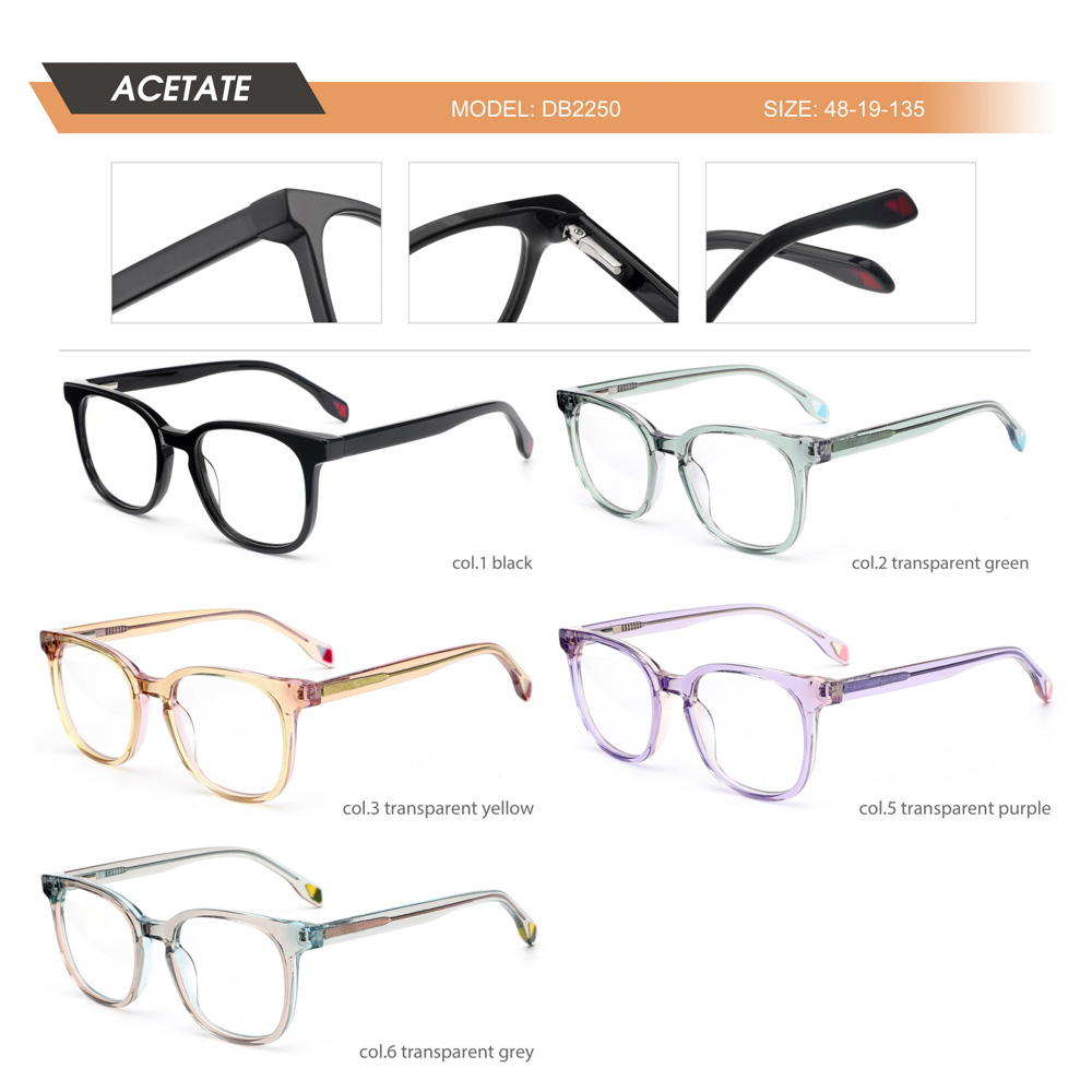 Acetate optical frames shown in six transparent colorways by HAO Eyewear